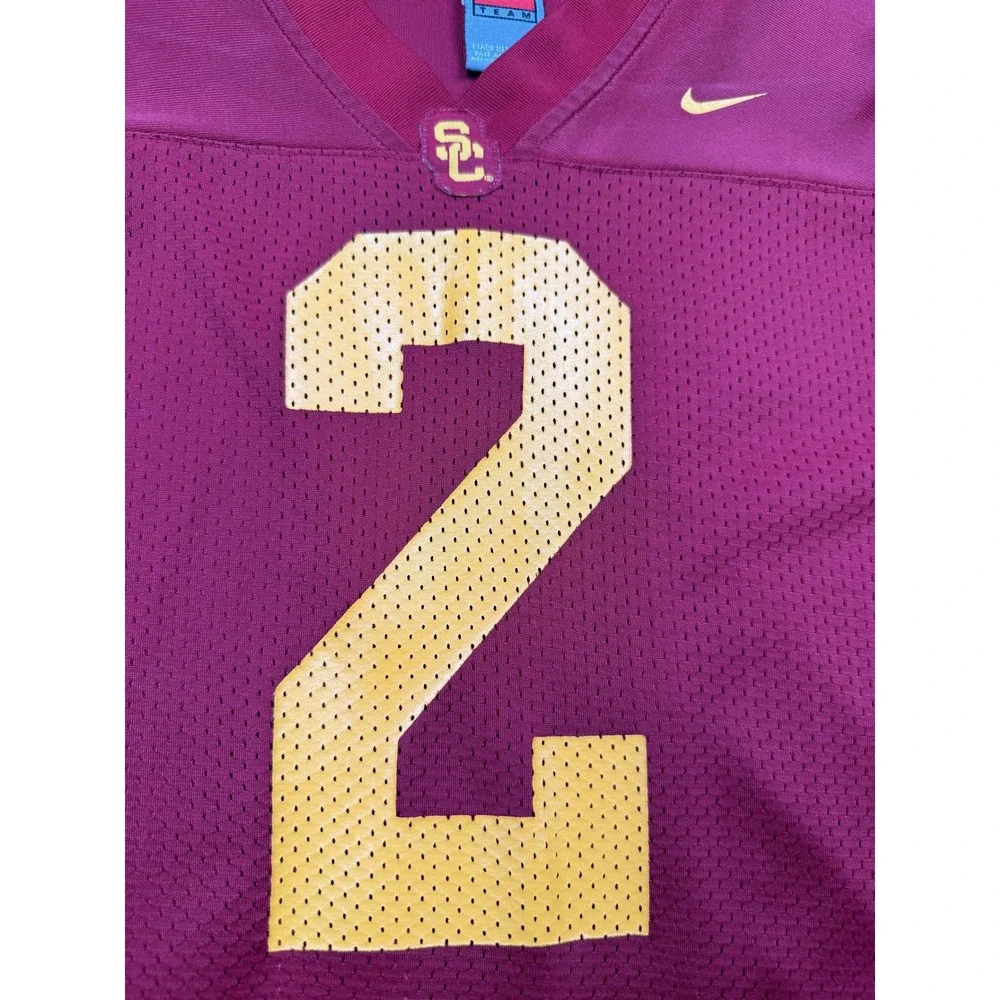 VTG Y2K Nike USC Trojans Jersey Kid L Red Gold Number 2 Football Mesh Shirt NCAA